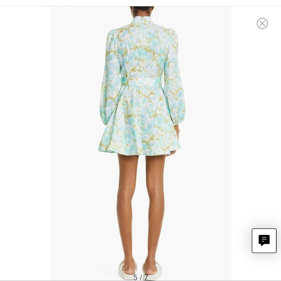 Zimmermann High Tide Buttoned mini dress sz 1 Aqua Ikat Floral - Picture 3 of 13